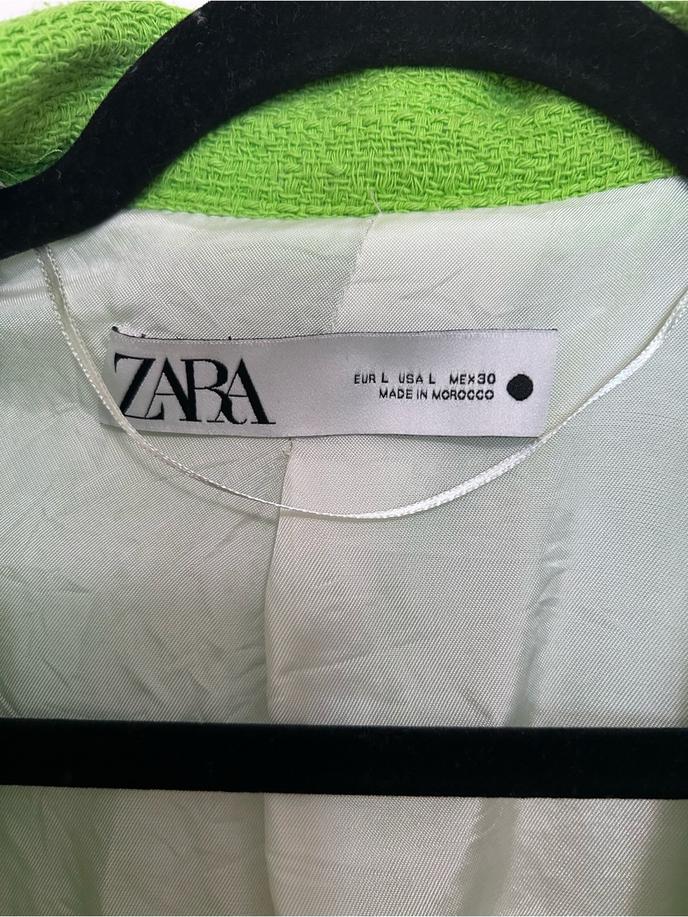 Zara Textured Crop Neon Green Blazer Jacket Size Large - Picture 5 of 15